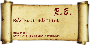 Rákosi Bálint névjegykártya
