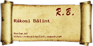 Rákosi Bálint névjegykártya